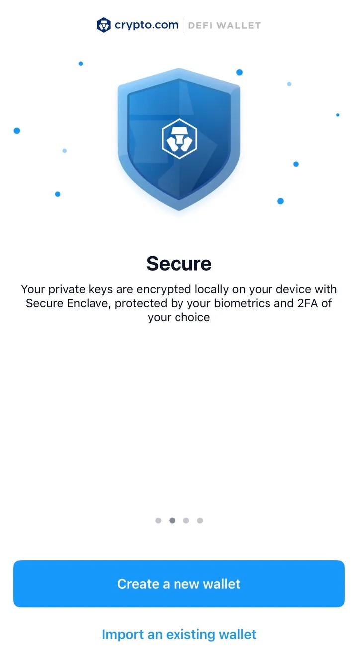 Crypto.com DeFi Wallet welcome page