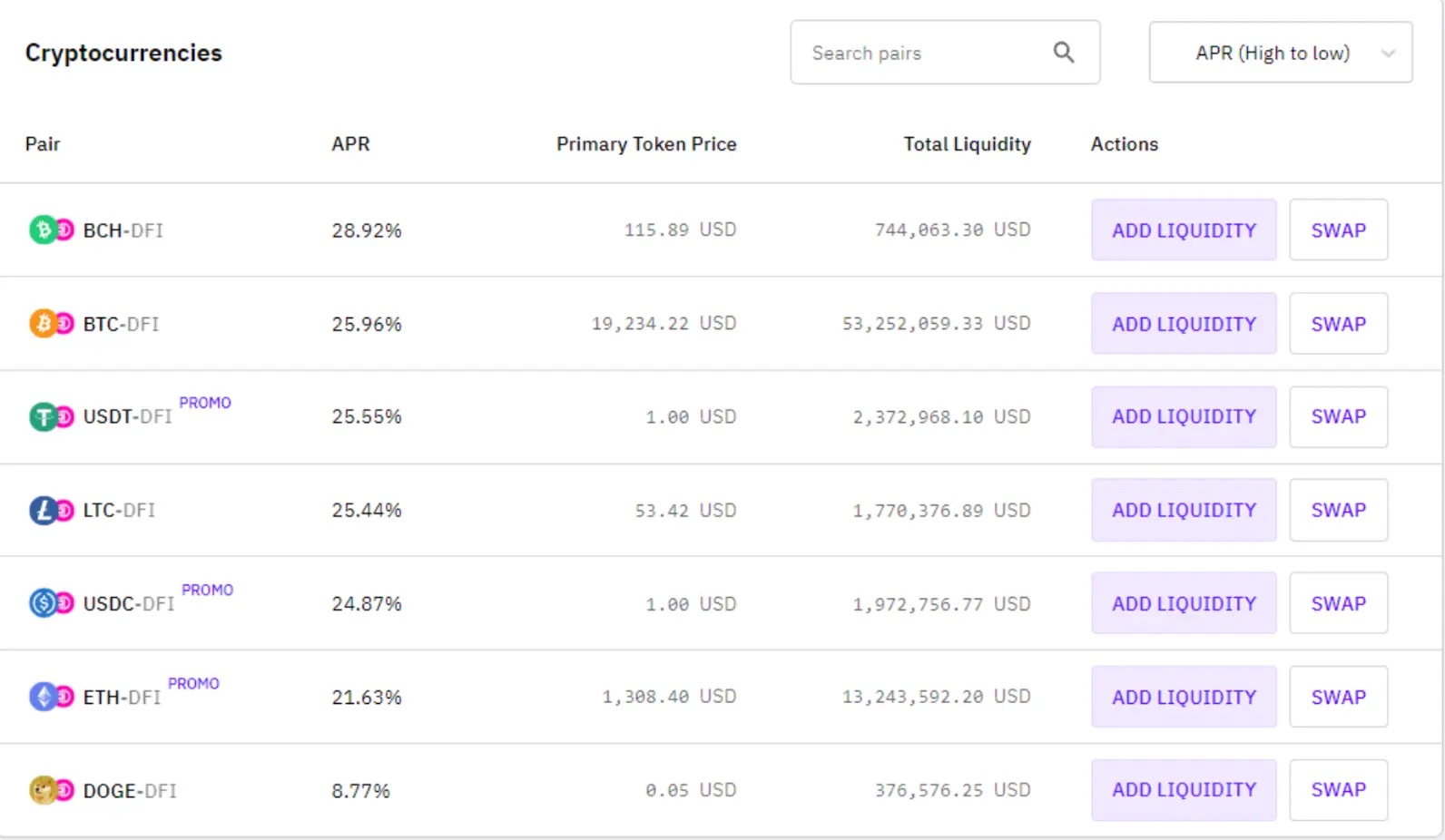 Cake DeFi liquidity mining