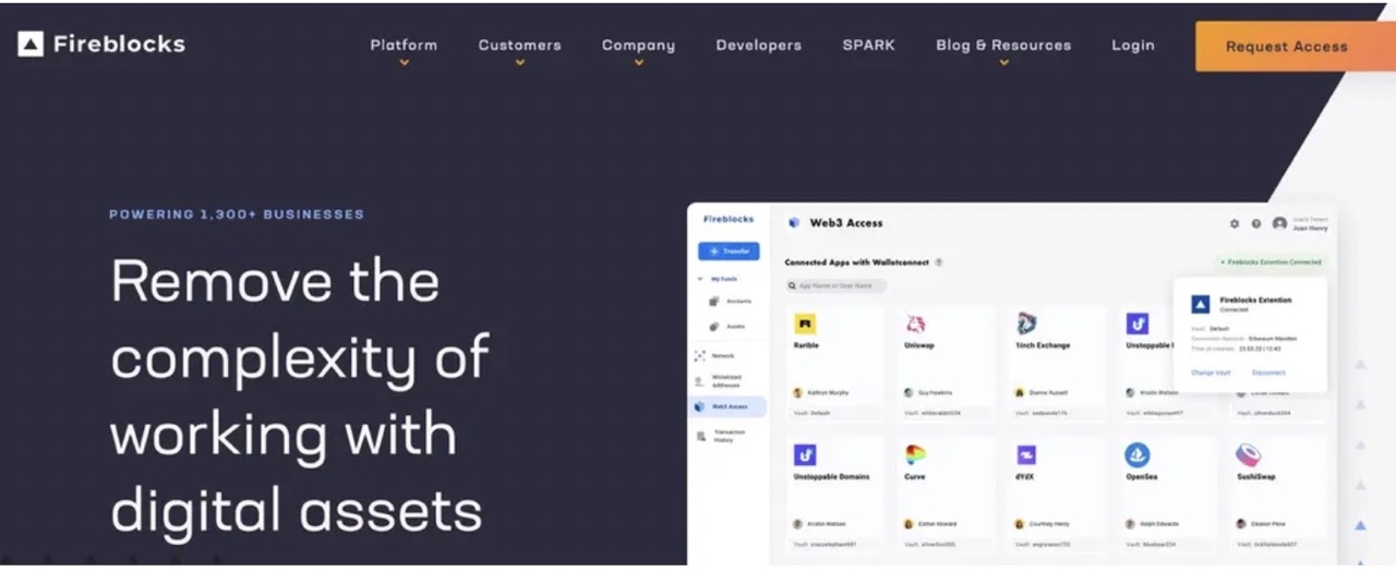 Image of Fireblocks website