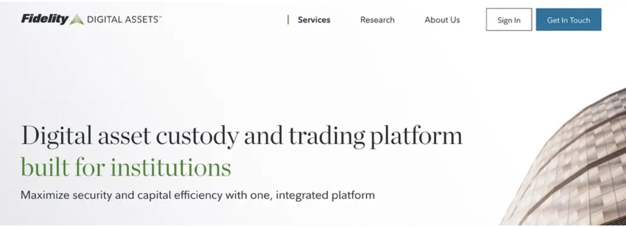Image of Fidelity digital asset company website