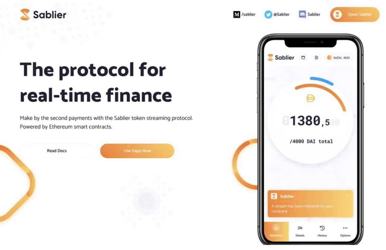 Sablier money streaming website