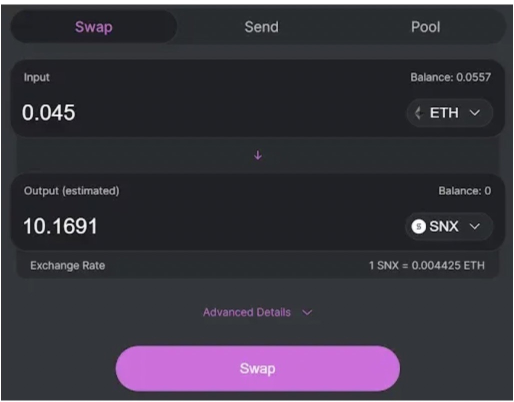 SNX staking on Uniswap