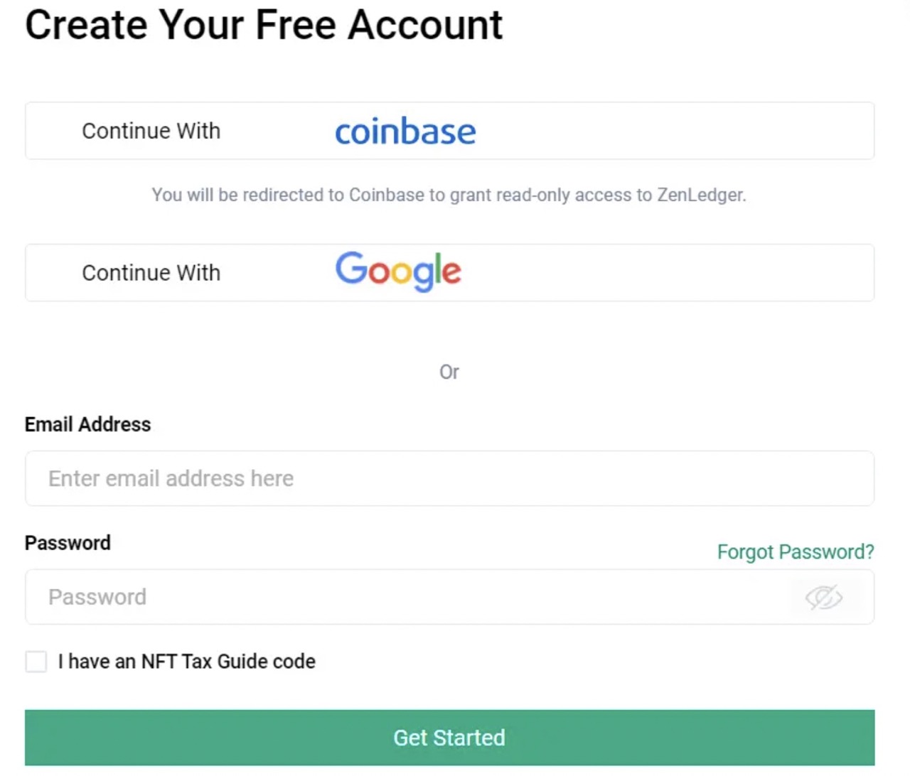 Create a ZenLedger account