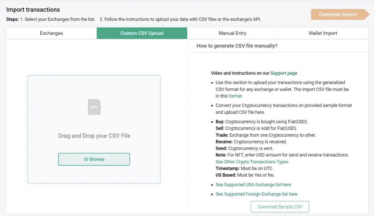 Upload your CSV file to ZenLedger
