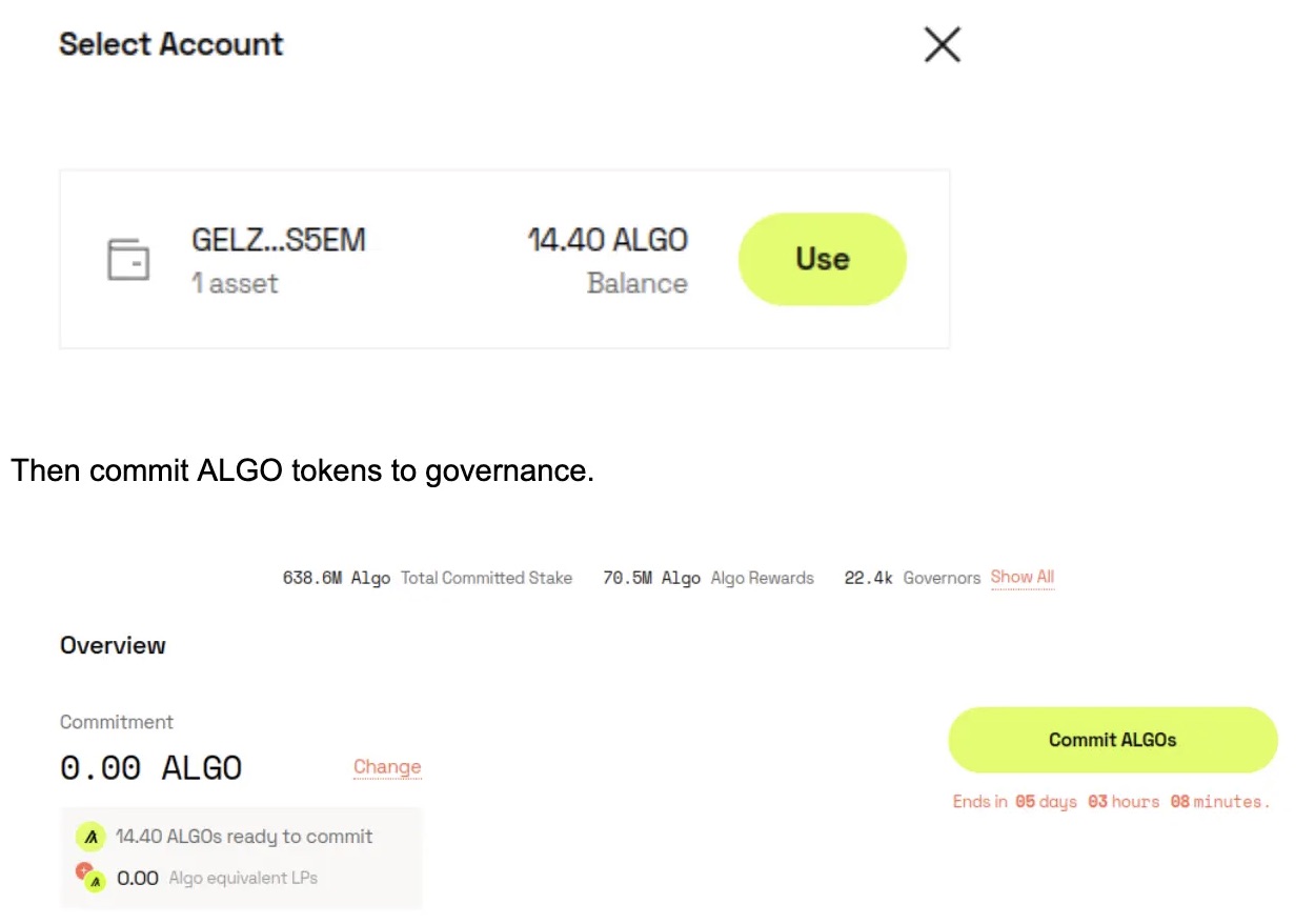 Algorand staking governance