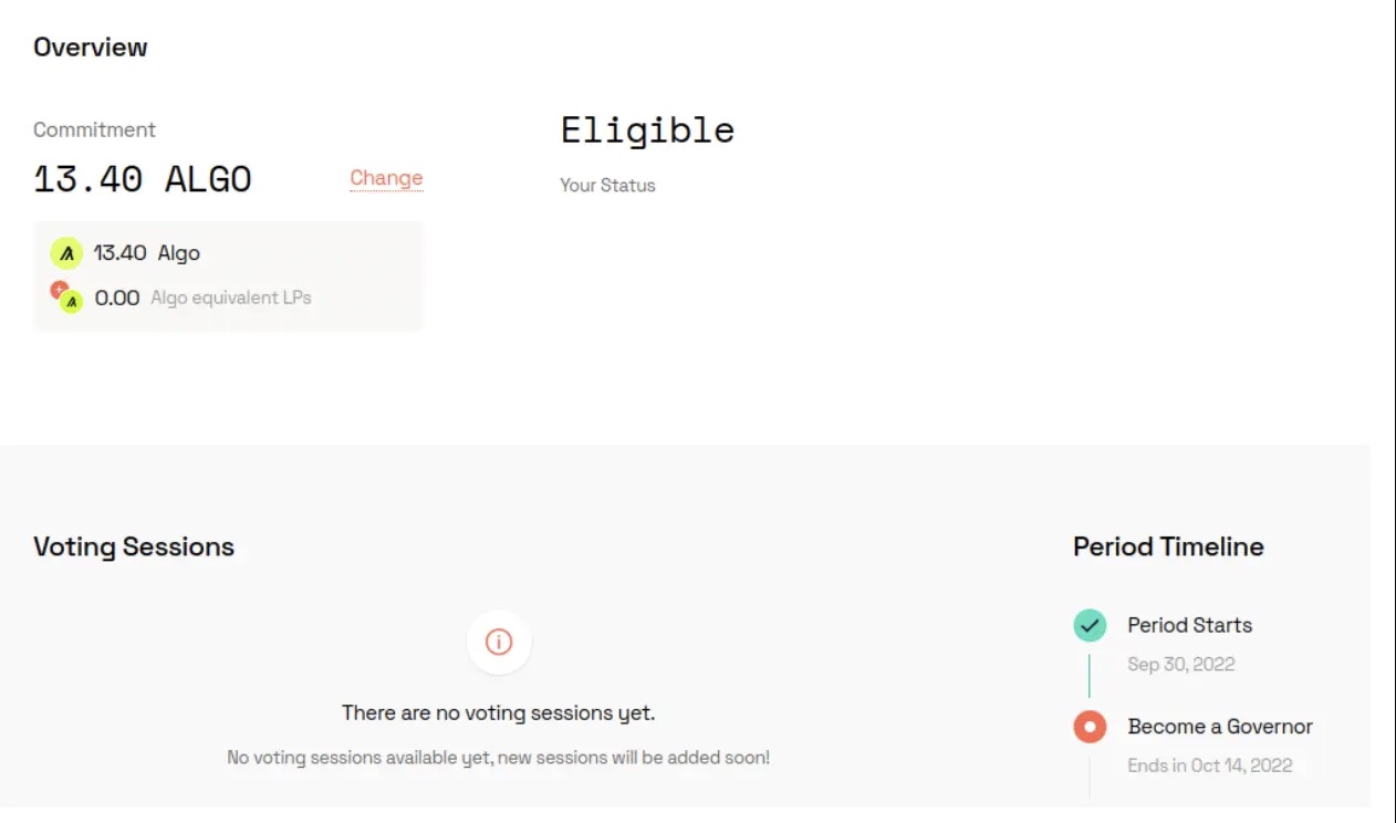 Algorand staking governance