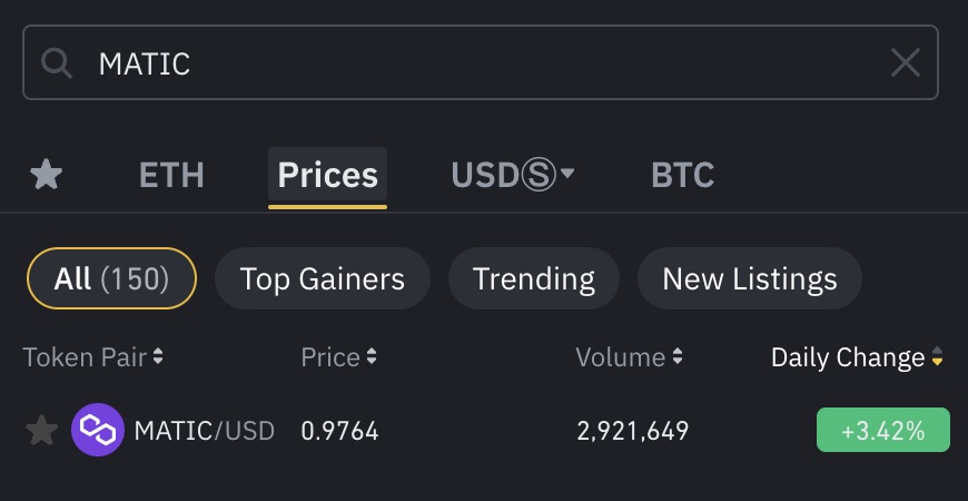 Binance trading pairs