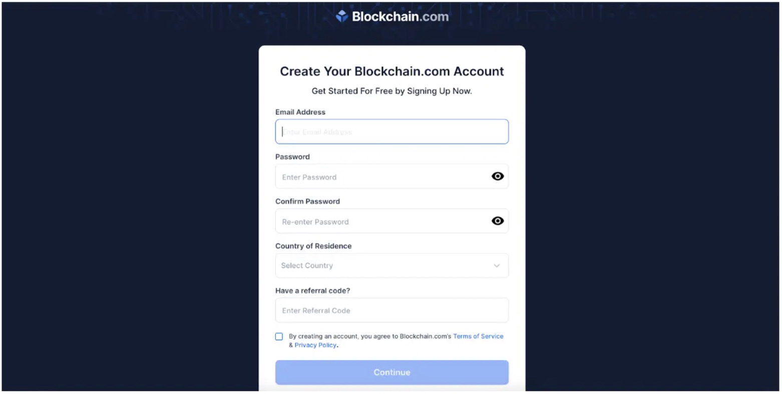 Blockchain.com create account