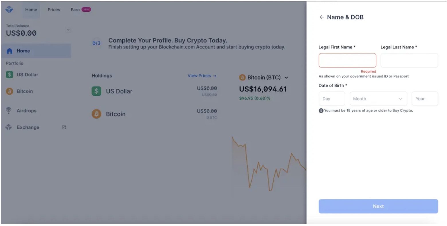 Blockchain.com DOB