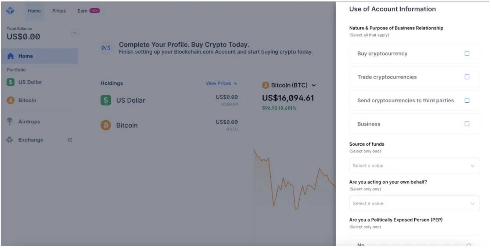 Blockchain.com use of account