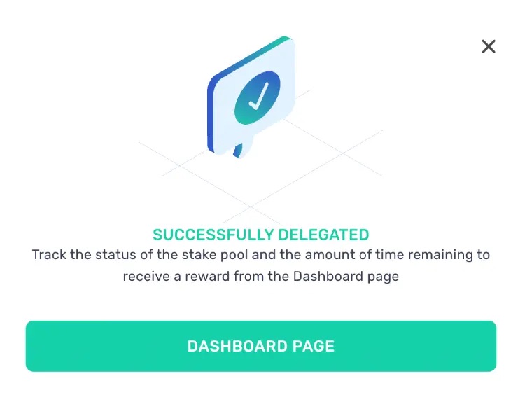 stake ADA to validator complete