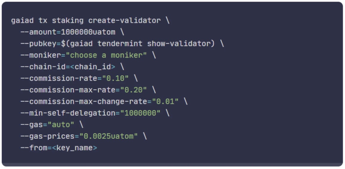create-validator terminal command