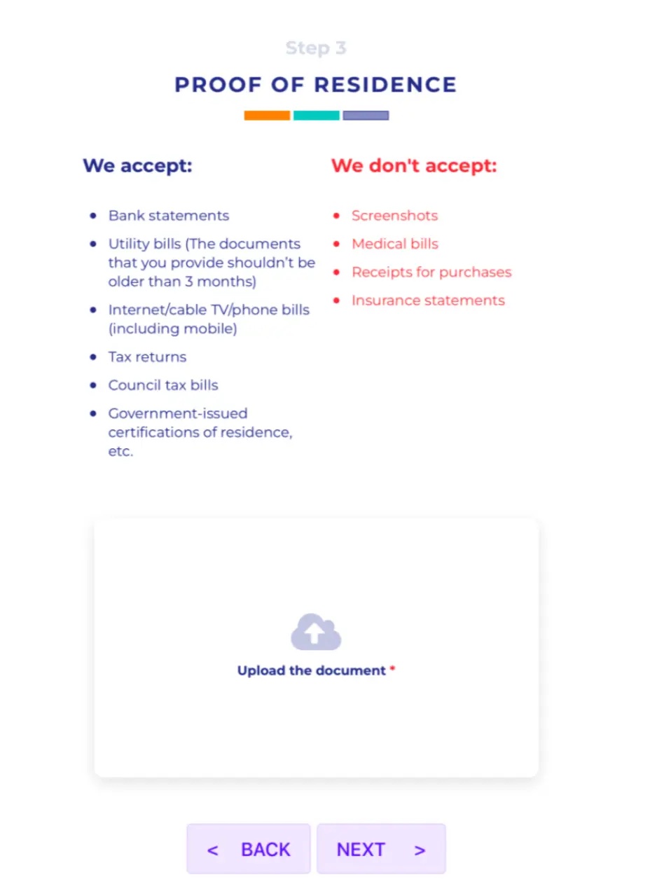 Uploading your proof of residence on Cake DeFi
