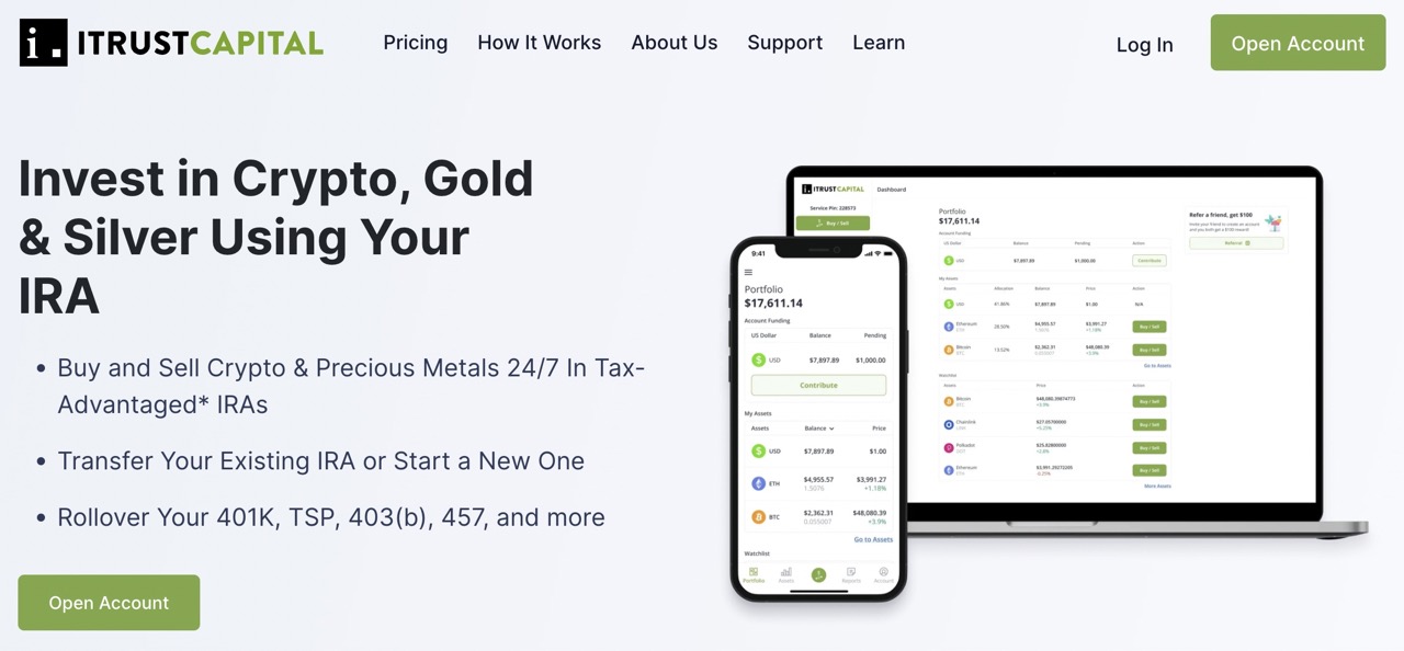 iTrustCapital website interface