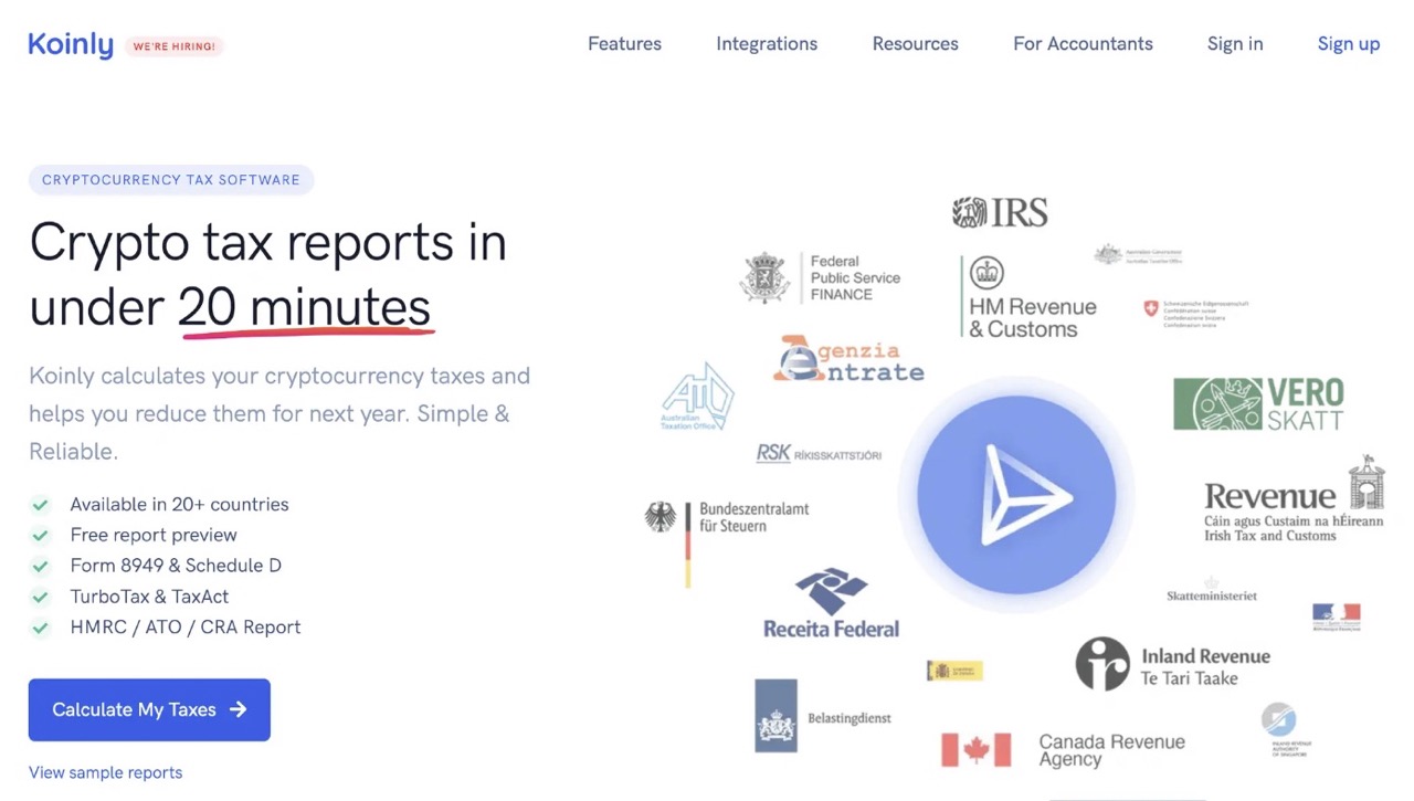 Koinly website interface