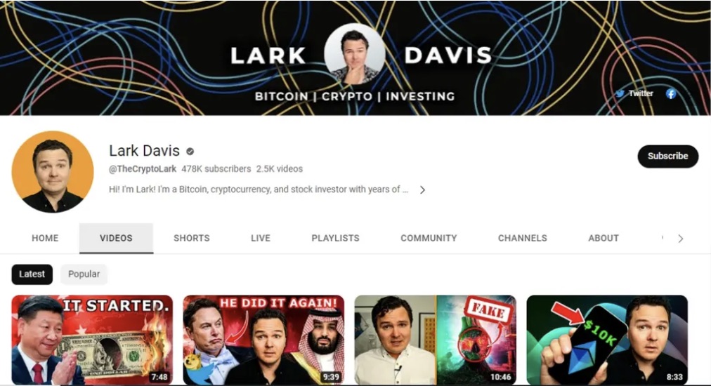 Lark Davis YouTube