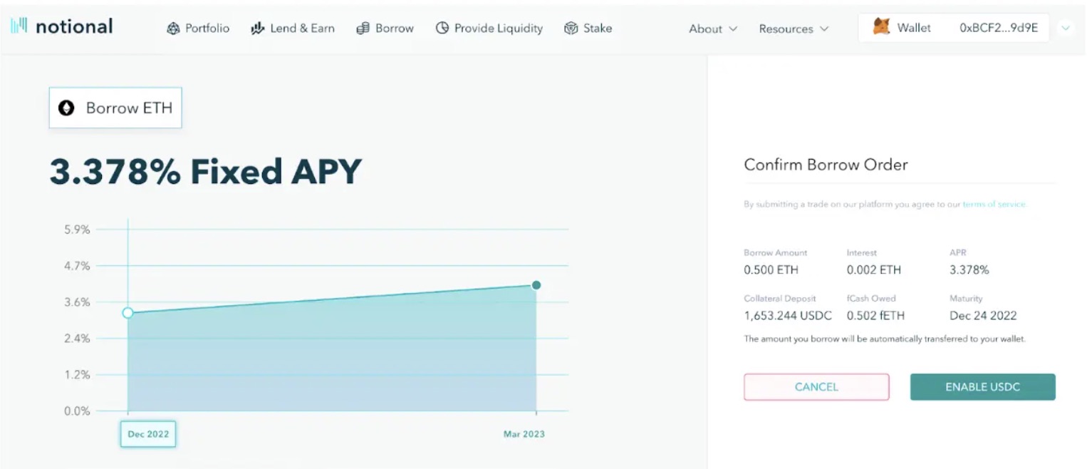 Notional Finance confirm borrow order