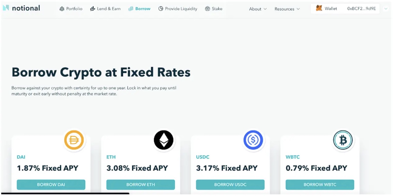 Notional Finance Borrow