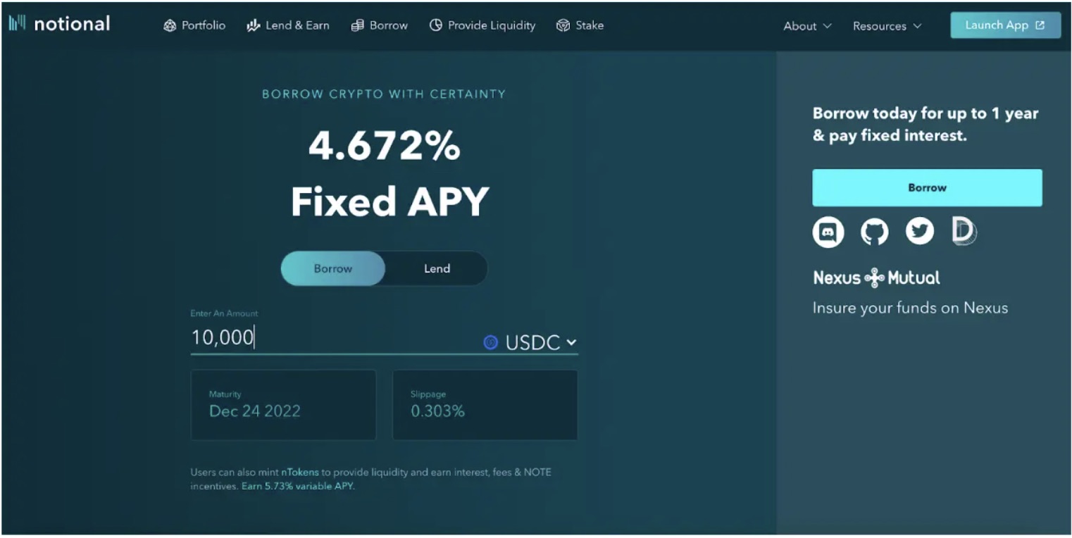 Notional Finance website