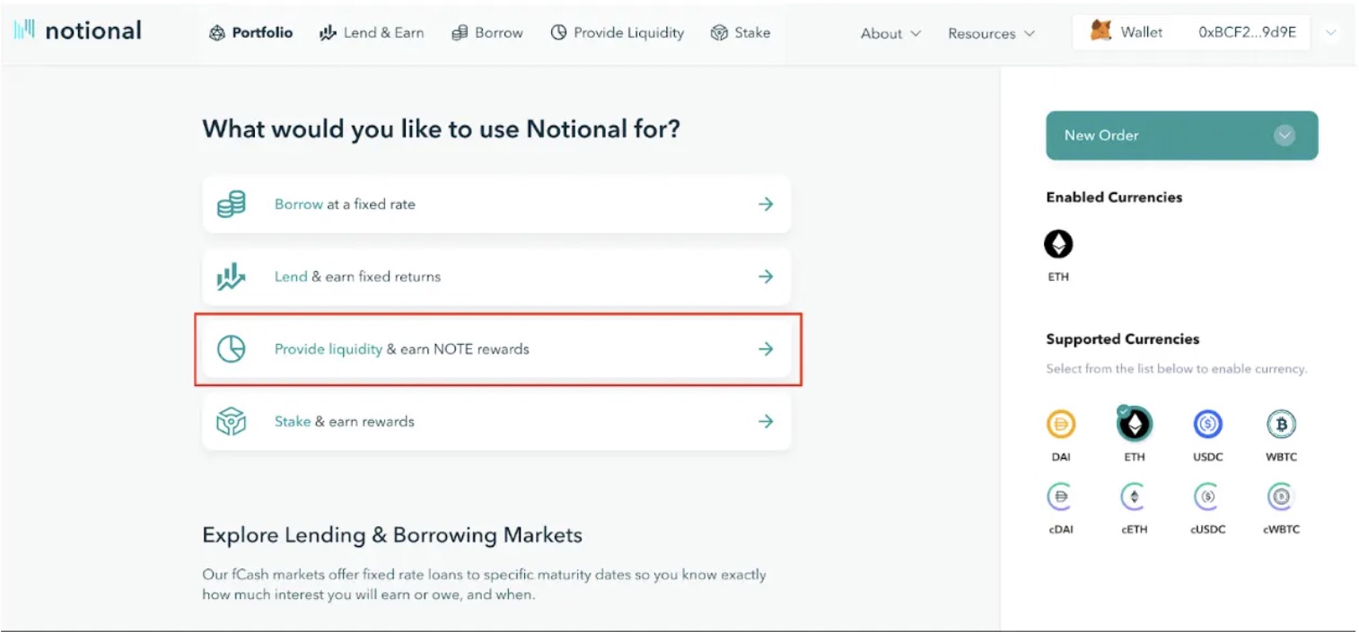 Notional Finance provide liquidity