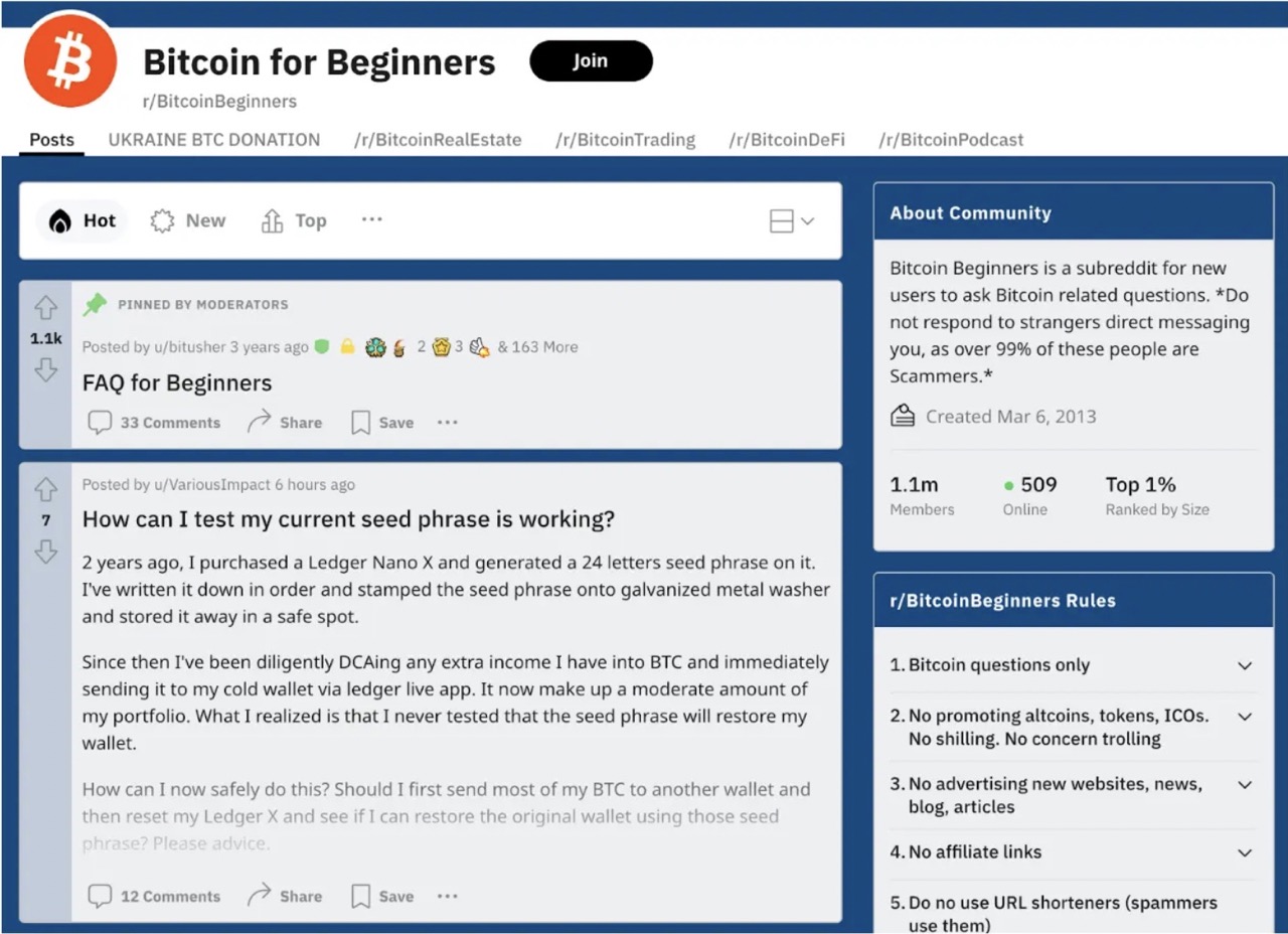 r/BitcoinBeginners subreddit
