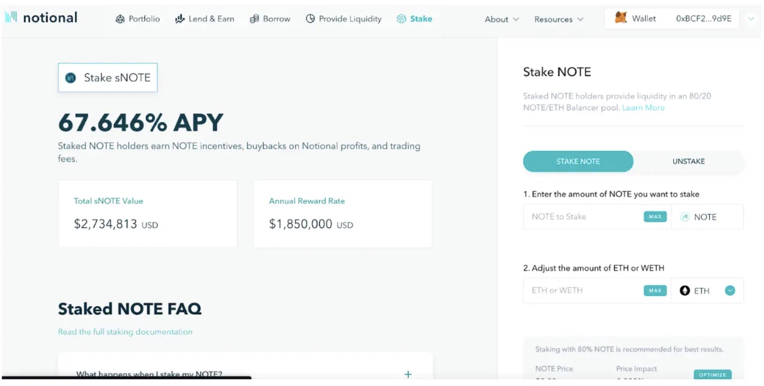 Notional Finance Staking