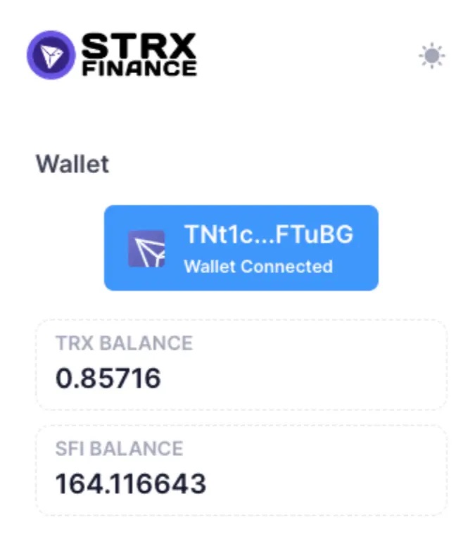 Tron liquid staking SFI balance