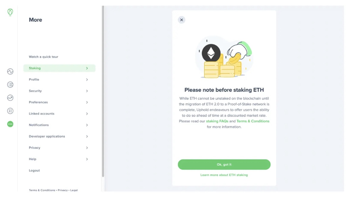 How to stake with Uphold