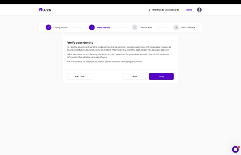 Arch Lending KYC dashboard