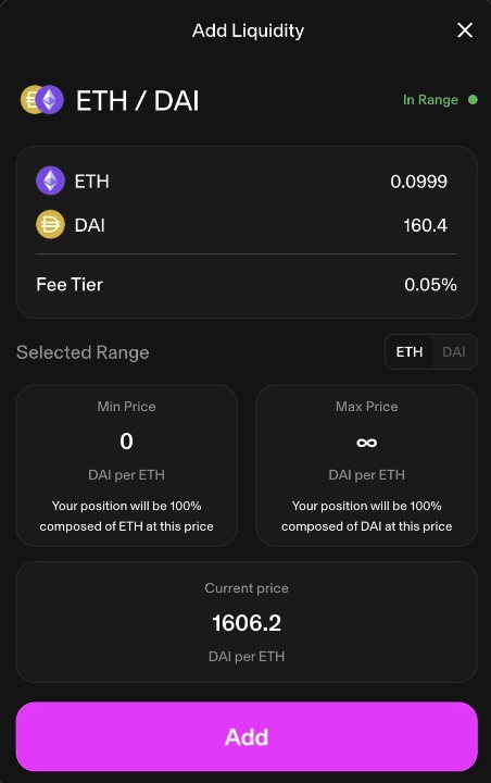 Provide Liquidity to Uniswap on Base Chain
