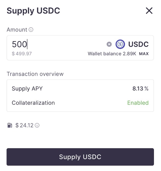 Supplying assets on Aave