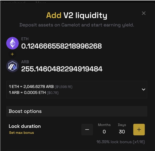 Provide Liquidity to Camelot DEX on Arbitrum