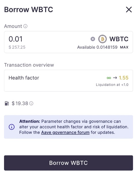 Using collateral to borrow on Aave