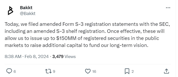 Deleted X post by Bakkt