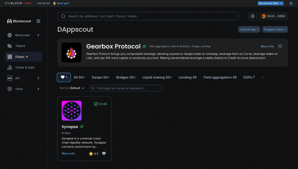I have now favorited Synapse in DAppscout.
