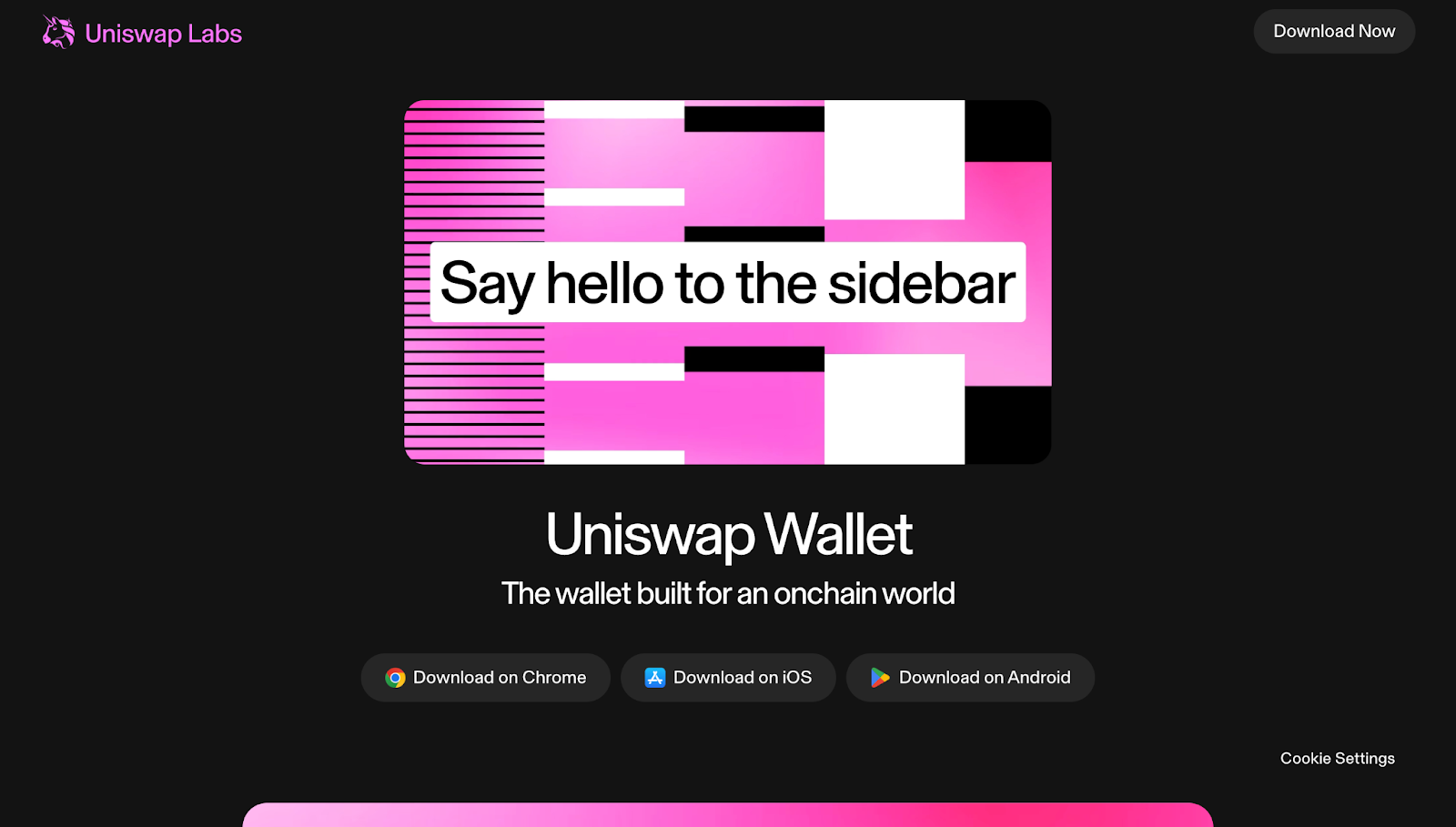 Uniswap Labs' home page for the new wallet extension and mobile app