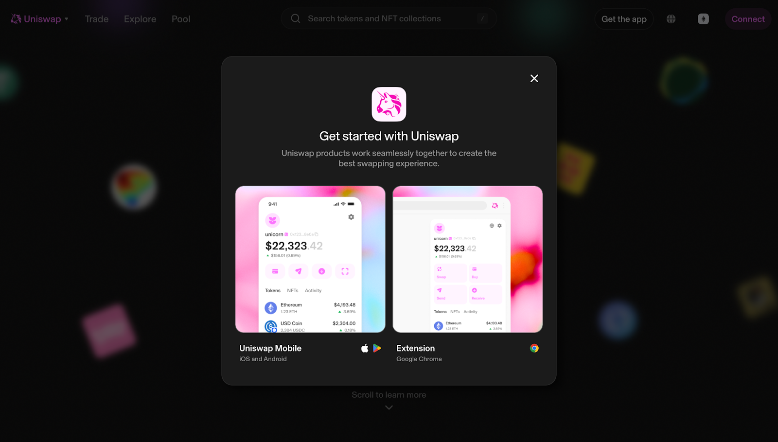 Links on the Uniswap Labs website for the Uniswap Wallet