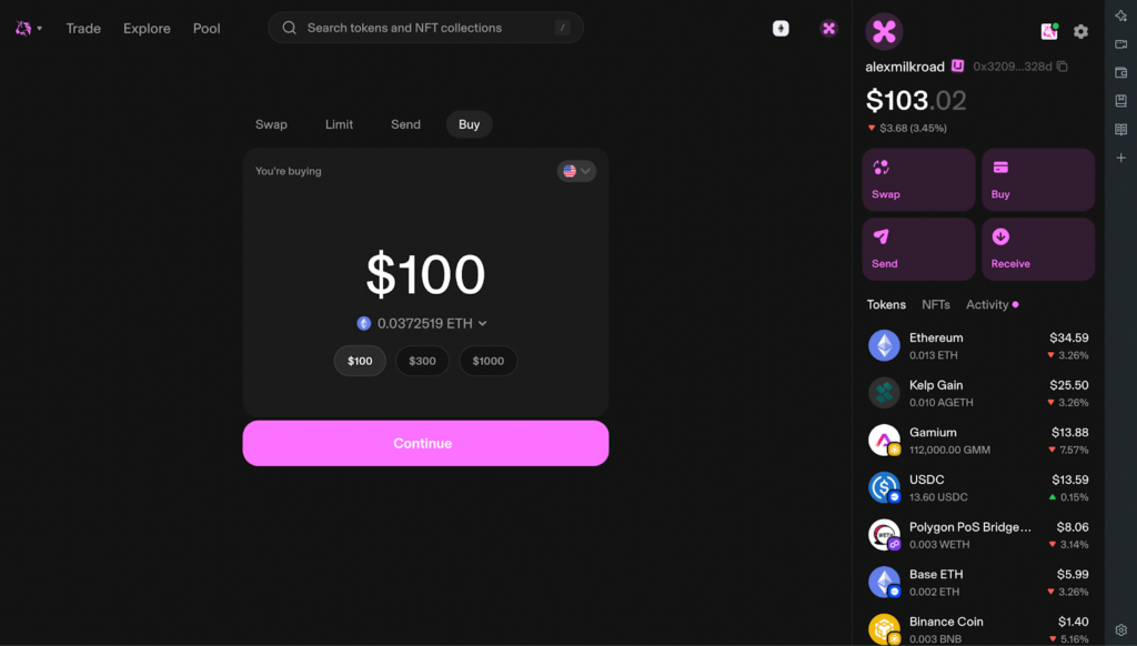 View of Uniswap Exchange