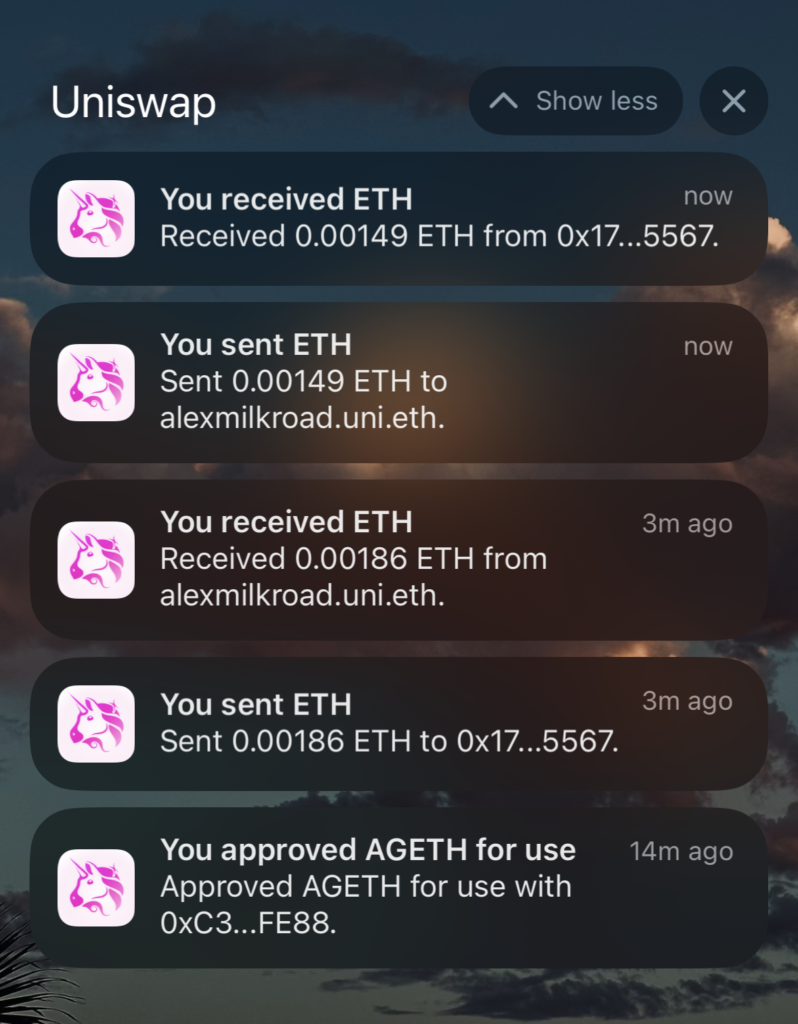 Uniswap Push notifications