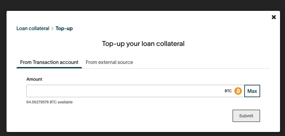 topping up your bitcoin loan collateral on ledn