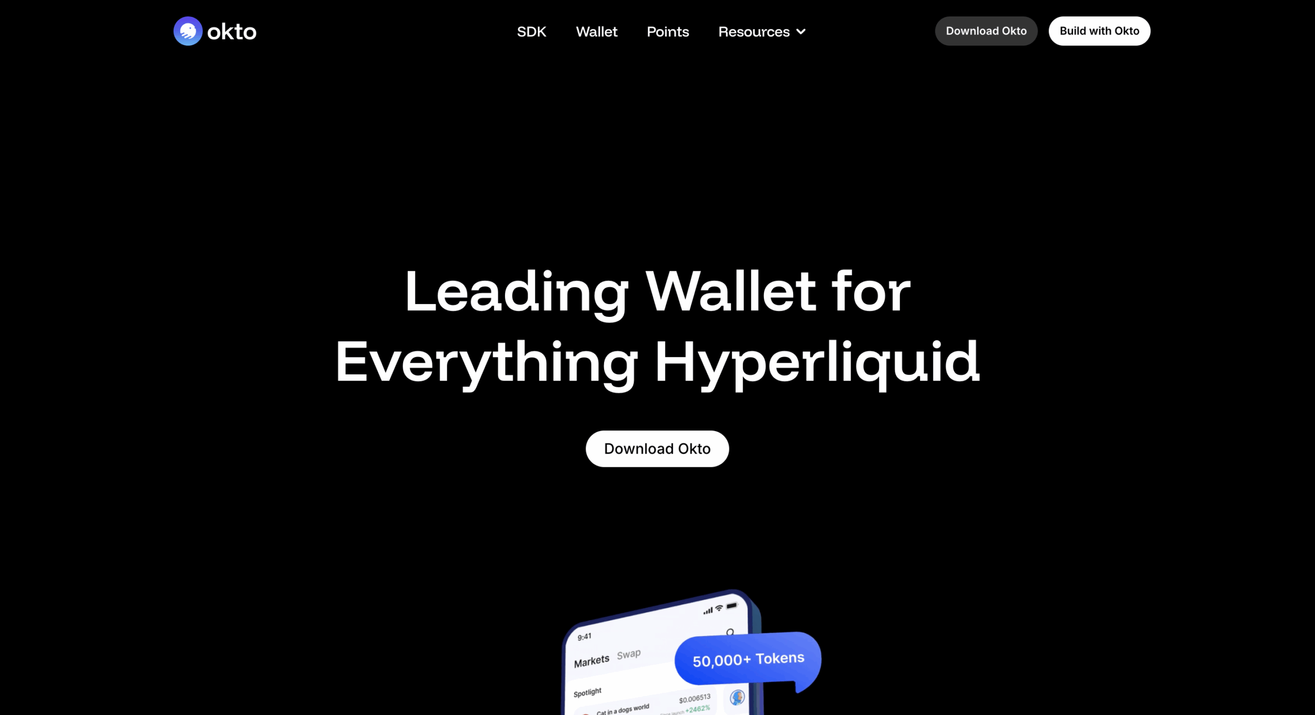 okto wallet web page