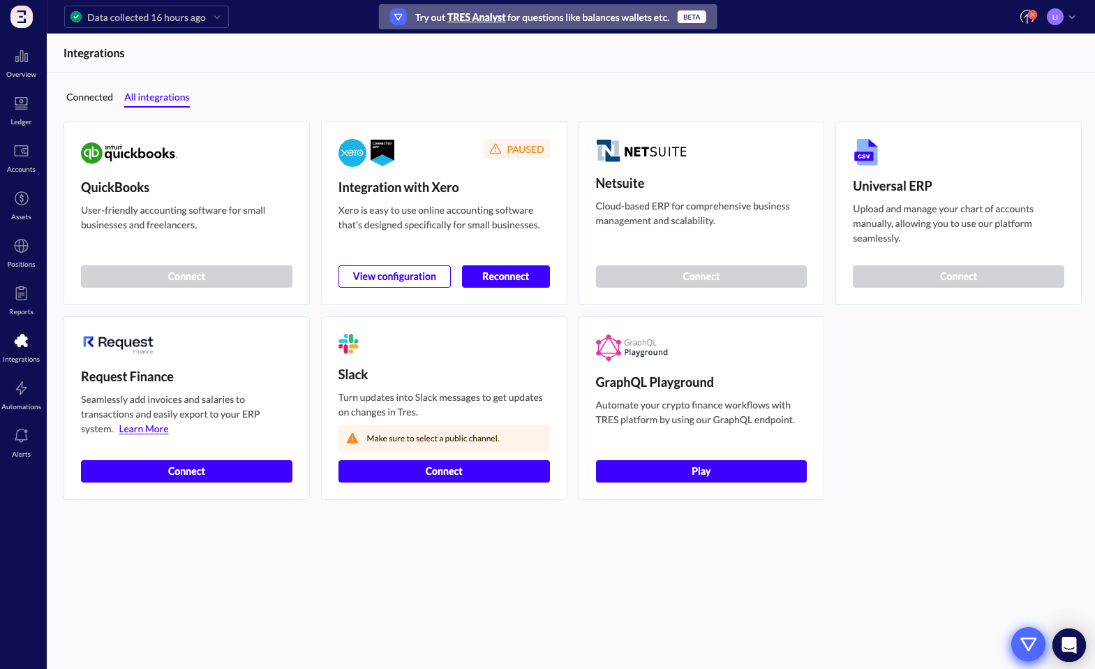 Supported ERP integrations including QuickBooks, Xero, Netsuite, and more