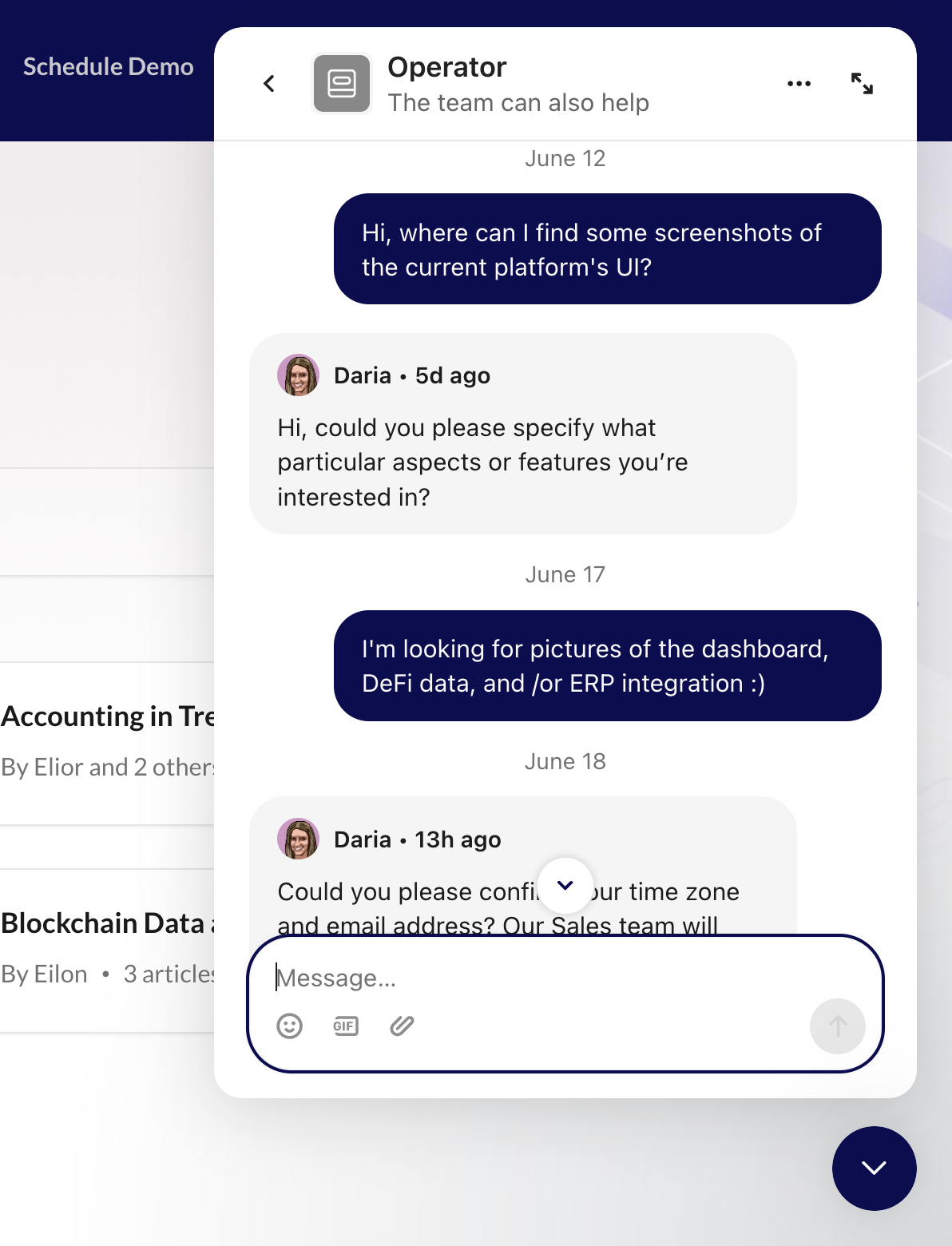 My conversation with TRES Finance live chat support