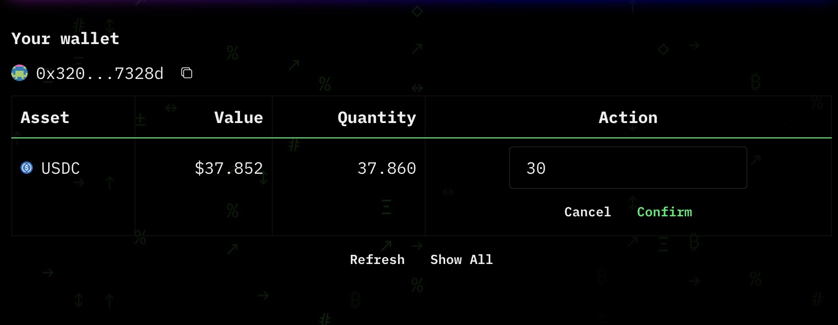 depositing usdc into my yield seeker wallet