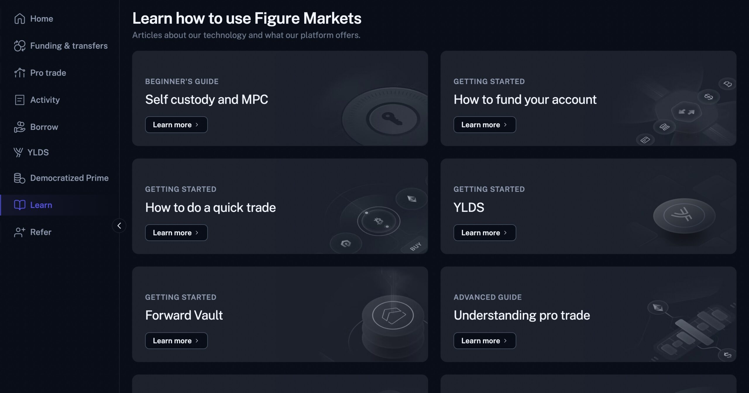 figure markets "learn" page