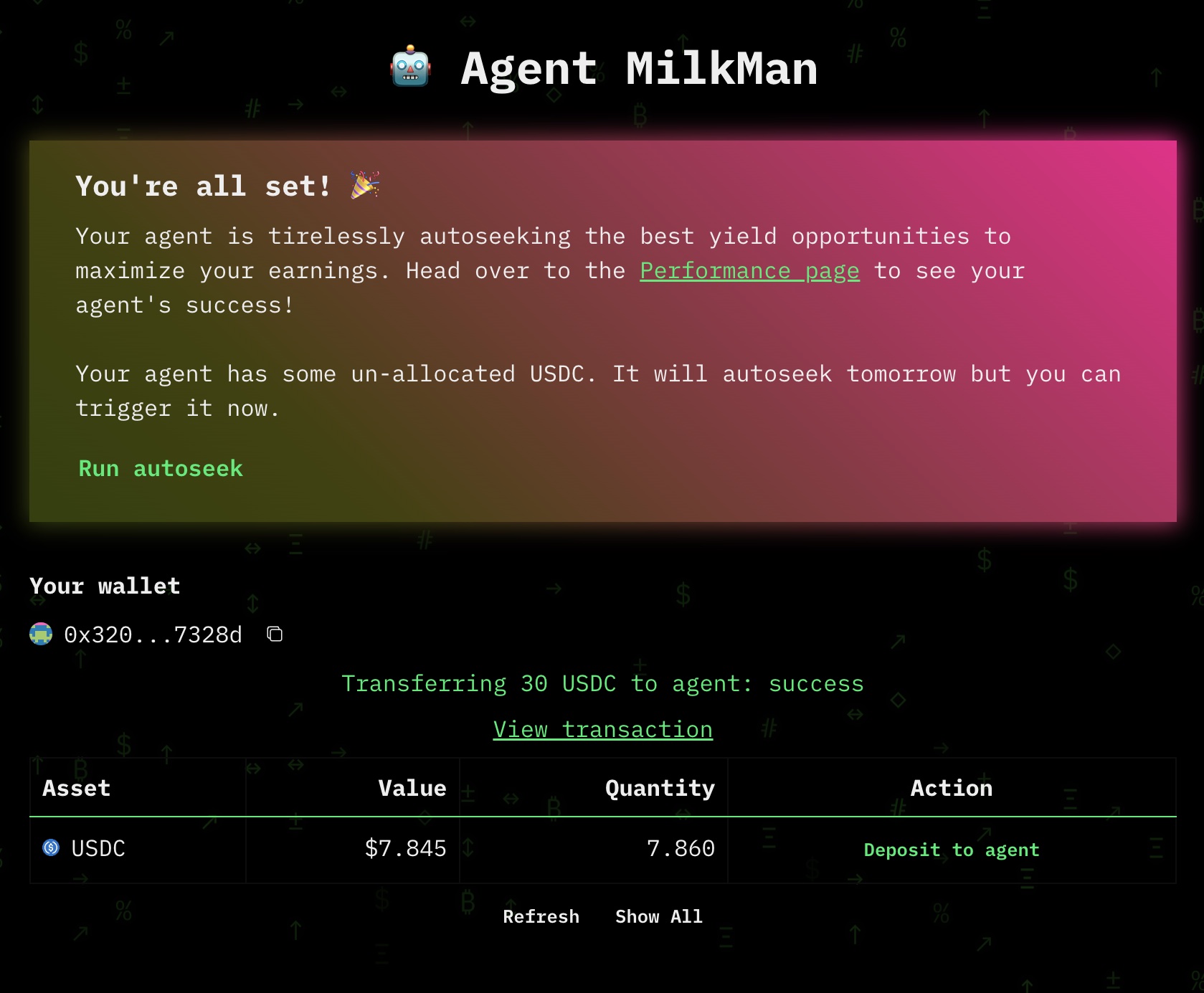 running autoseek to get my AI agent started