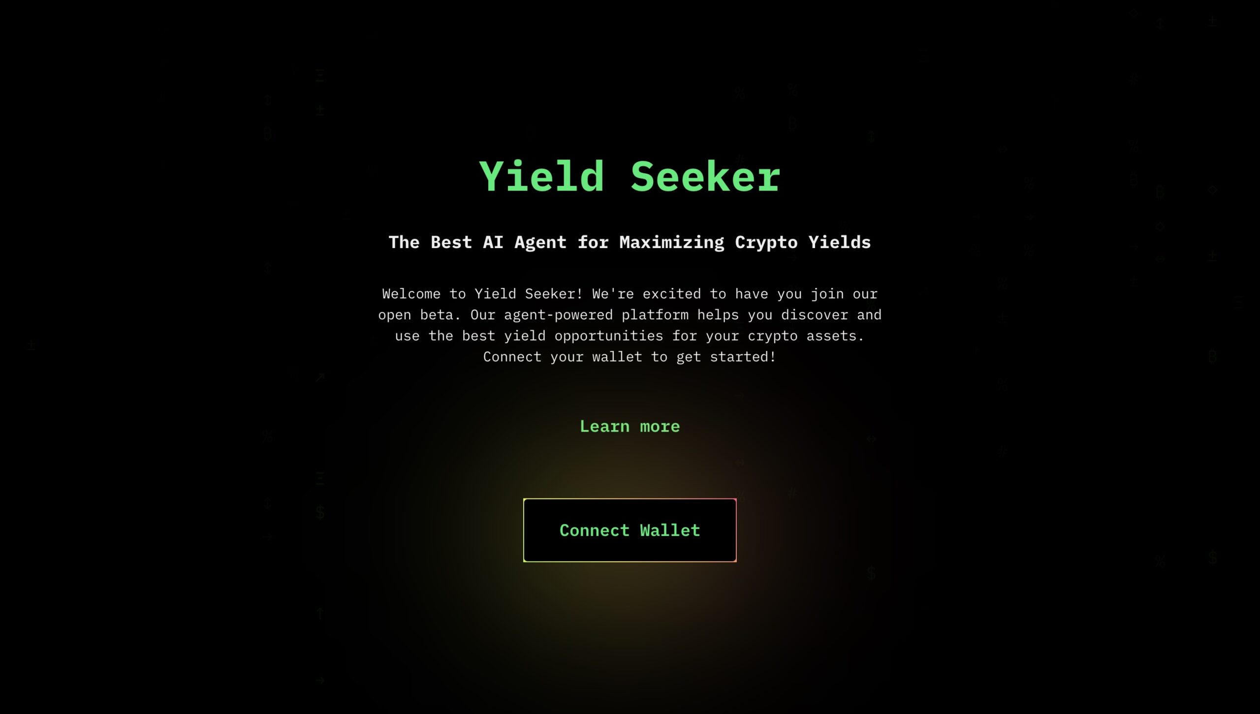 connecting a wallet to the yield seeker app