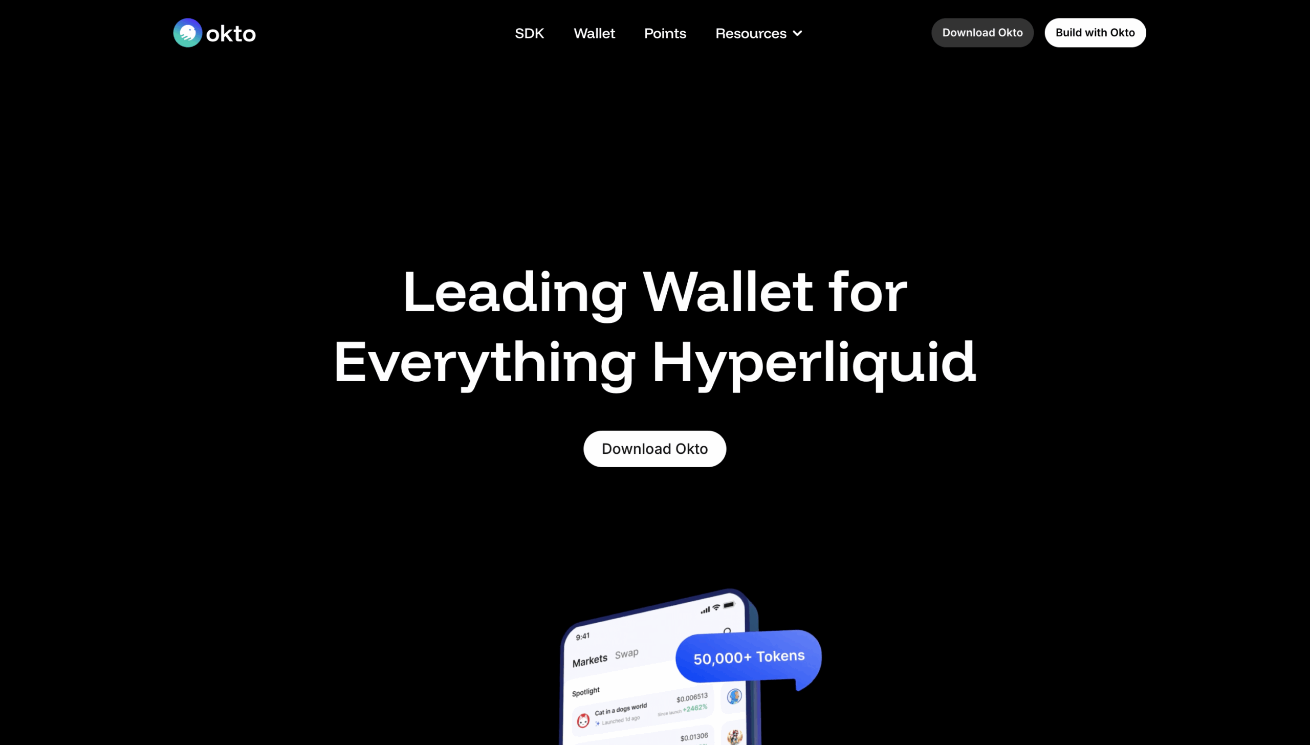 okto wallet homepage