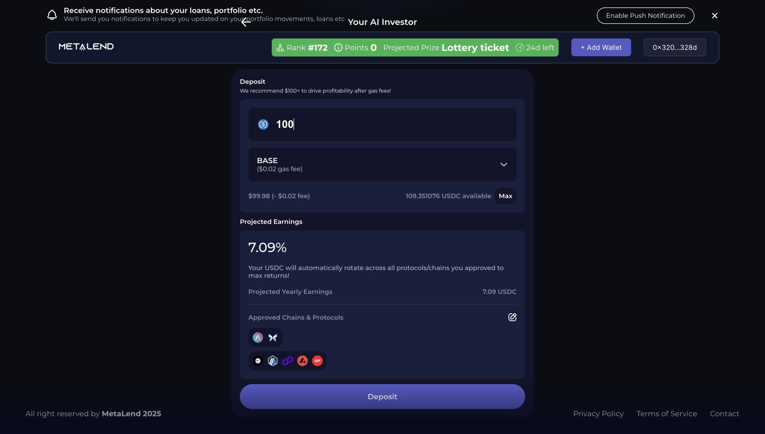 making a deposit on metalend